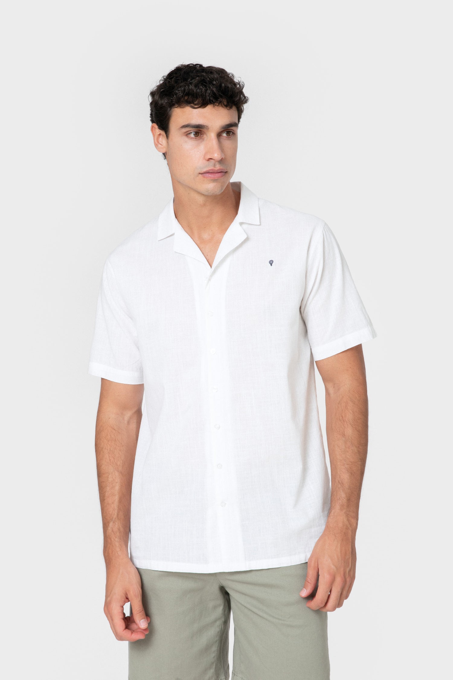 CAMISA LINO BLANCA MANGA CORTA
