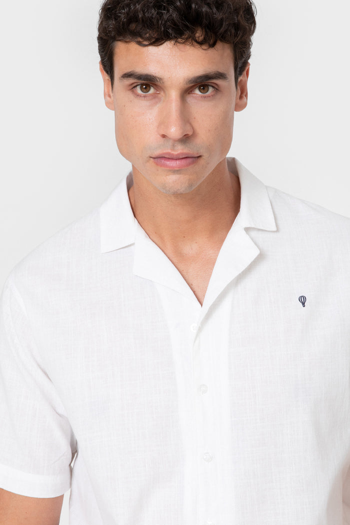 CAMISA LINO BLANCA MANGA CORTA