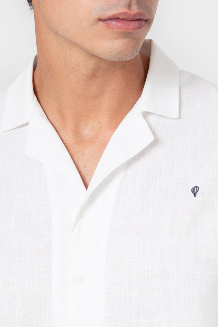 CAMISA LINO BLANCA MANGA CORTA