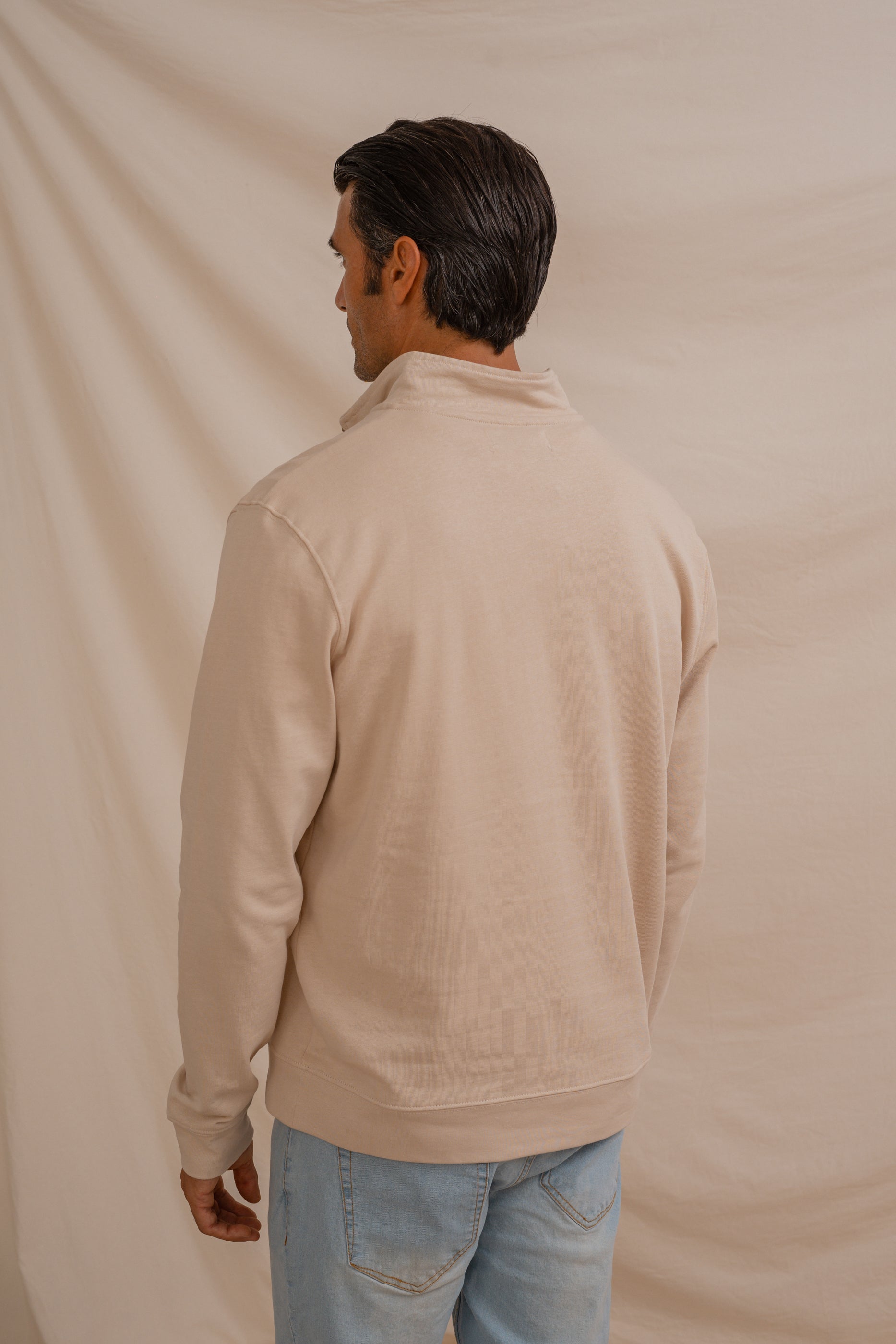 SUDADERA BÁSICA CON CREMALLERA BEIGE