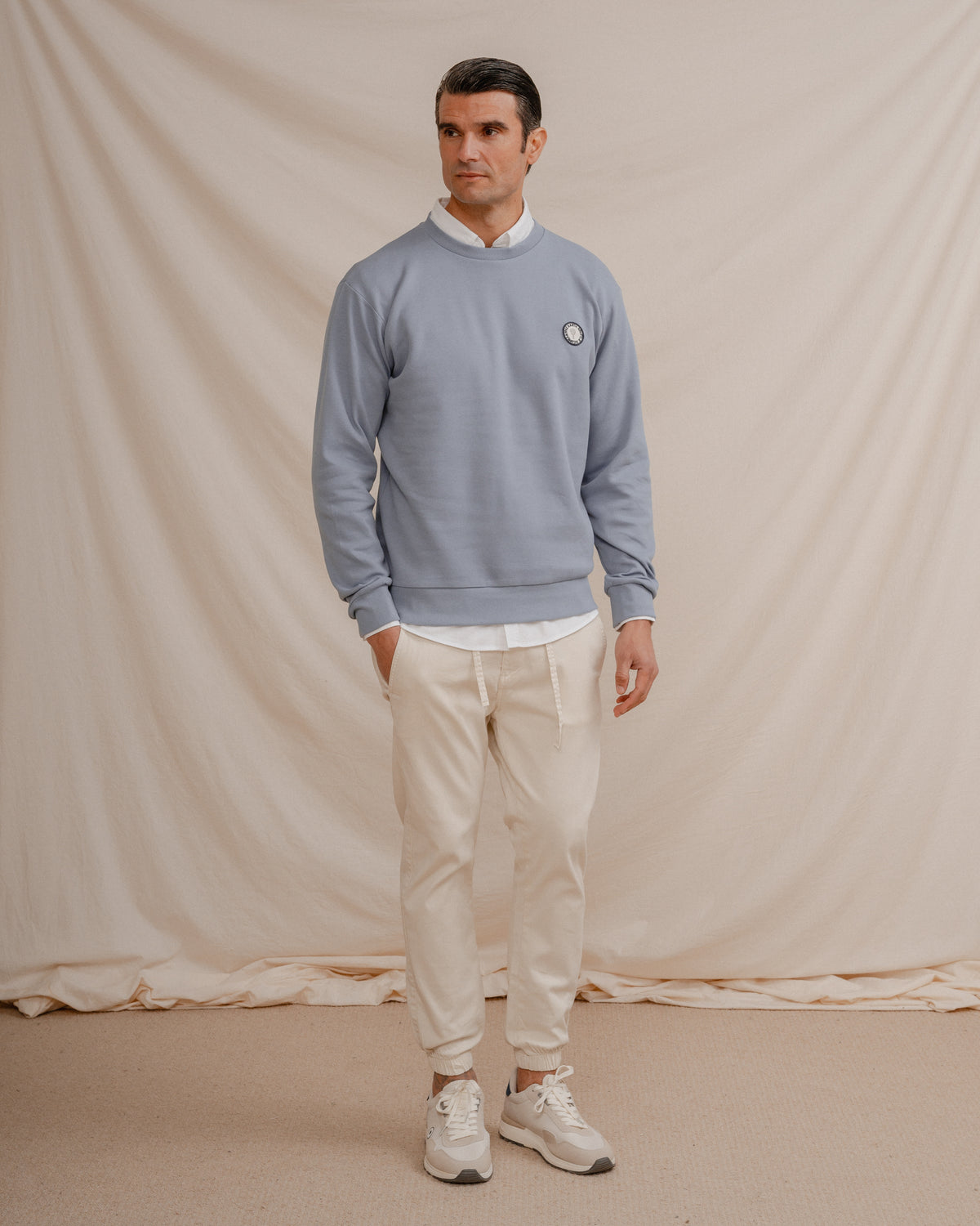 CAMISOLA PULLOVER PIQUÊ AZUL CELESTE
