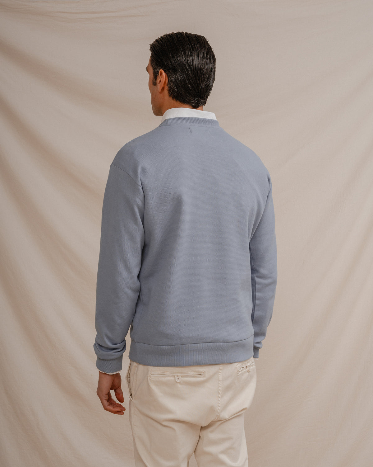 CAMISOLA PULLOVER PIQUÊ AZUL CELESTE