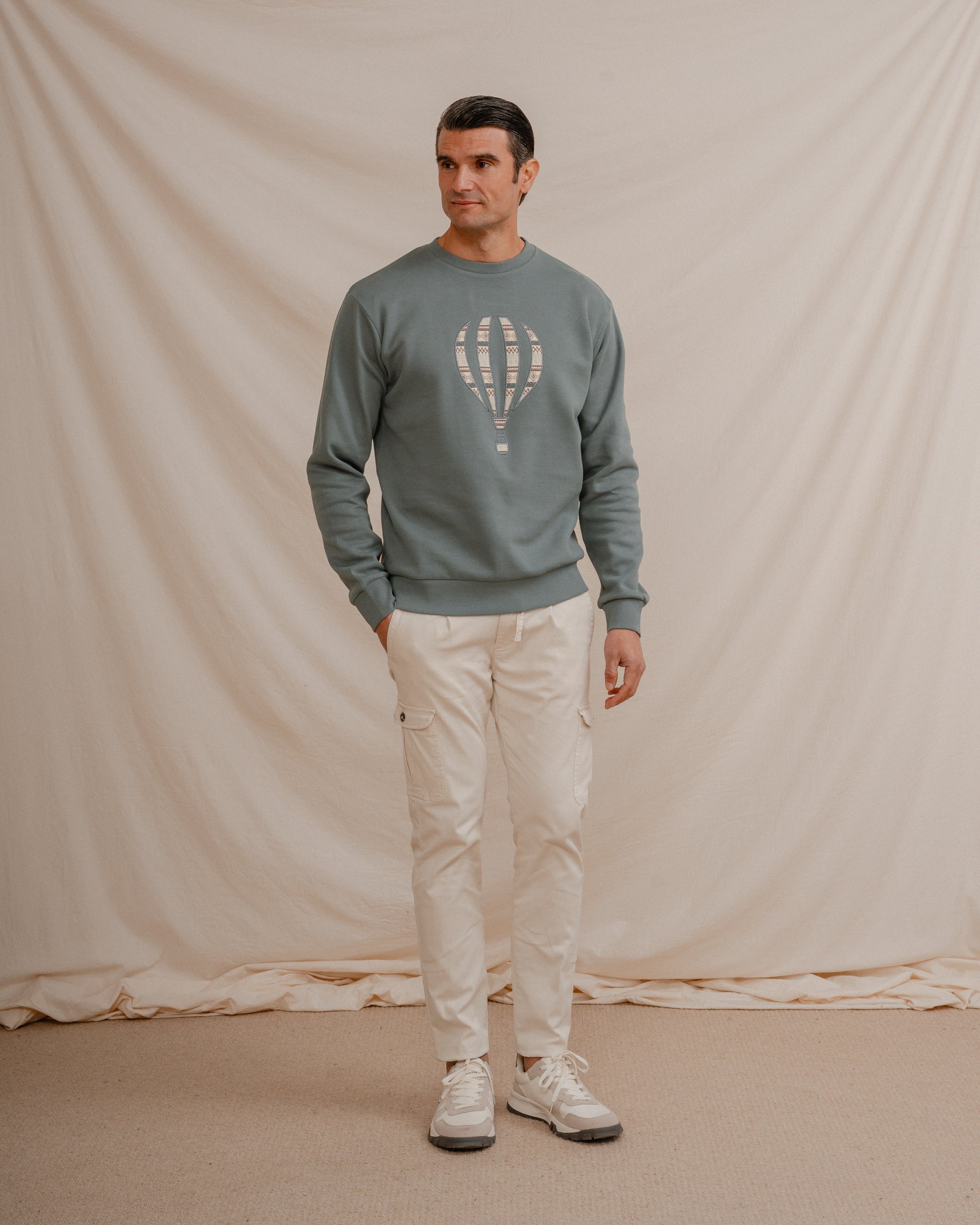 SUDADERA PIQUÉ BORDADO VERDE