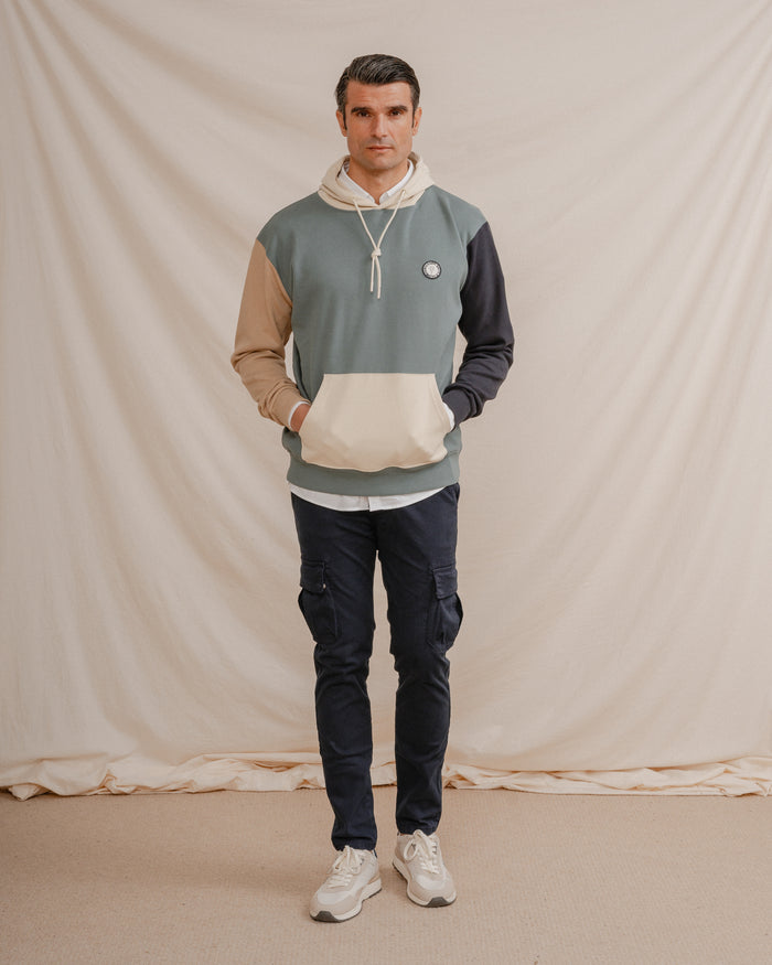SUDADERA CANGURO COMBINADA PIQUÉ