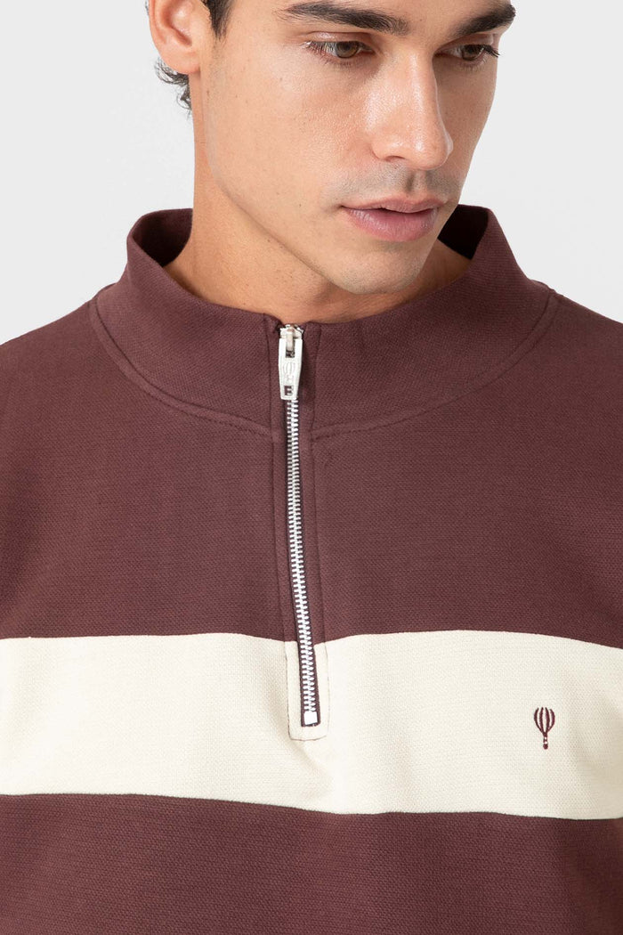 SUDADERA PANELADA CREMALLERA BURDEOS