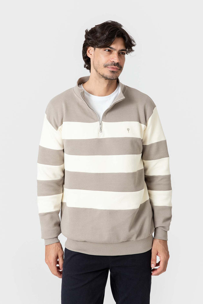 SUDADERA PANELADA CREMALLERA BEIGE