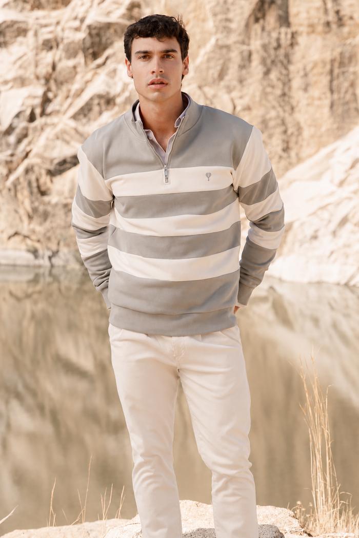 SUDADERA PANELADA CREMALLERA BEIGE