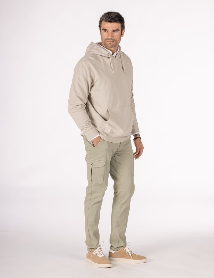 SUDADERA CANGURO CON CAPUCHA BEIGE