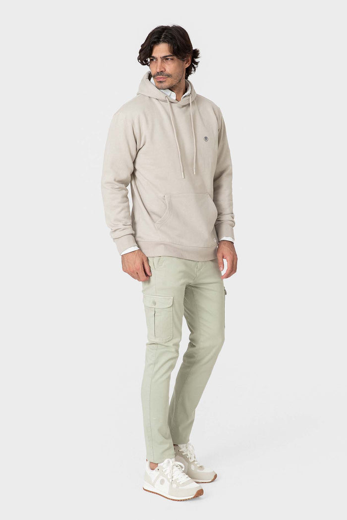 SUDADERA CANGURO CON CAPUCHA BEIGE