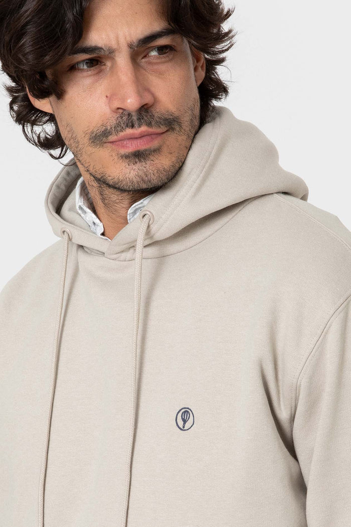 SUDADERA CANGURO CON CAPUCHA BEIGE