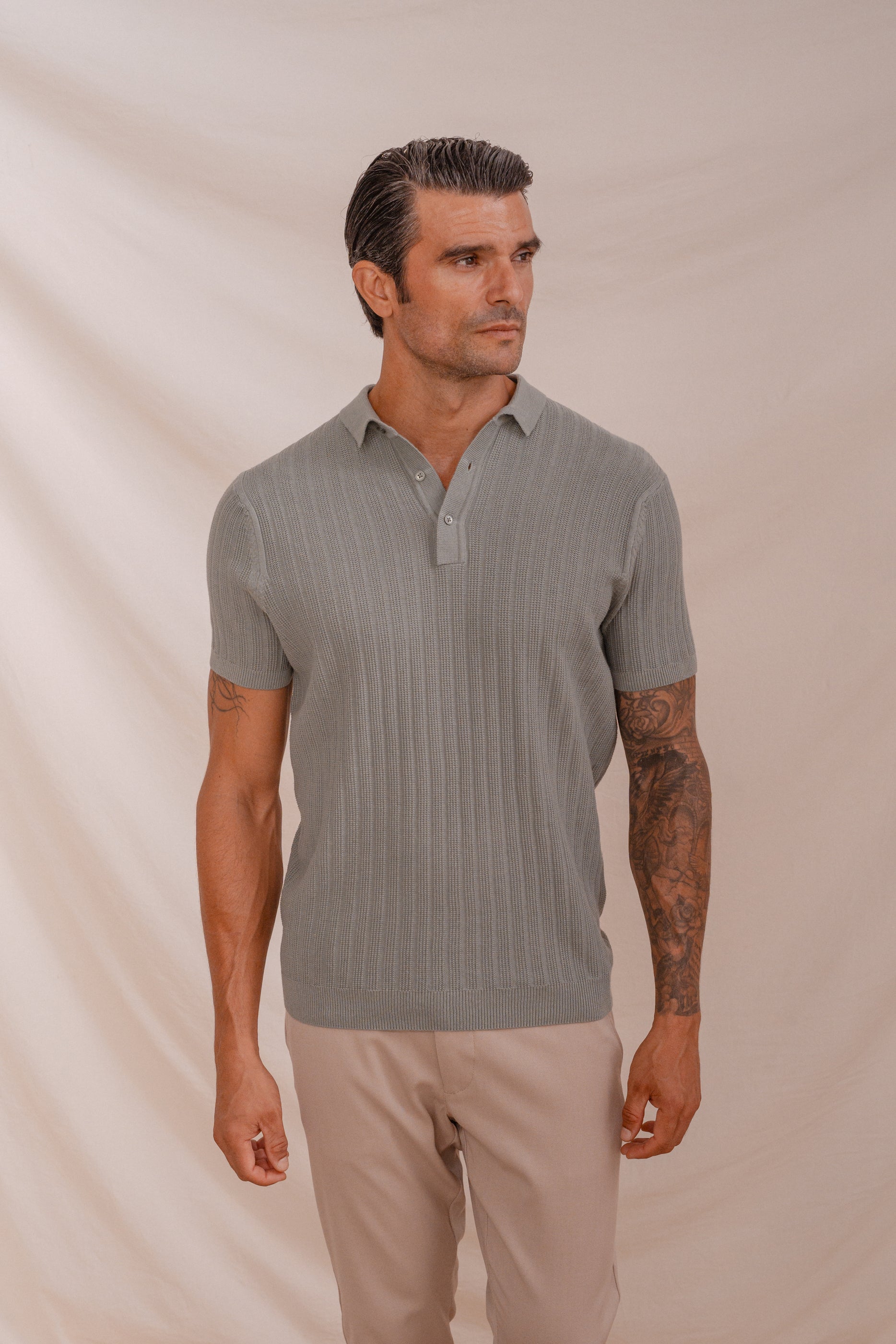 POLO TRICOT CANALÉ VERDE