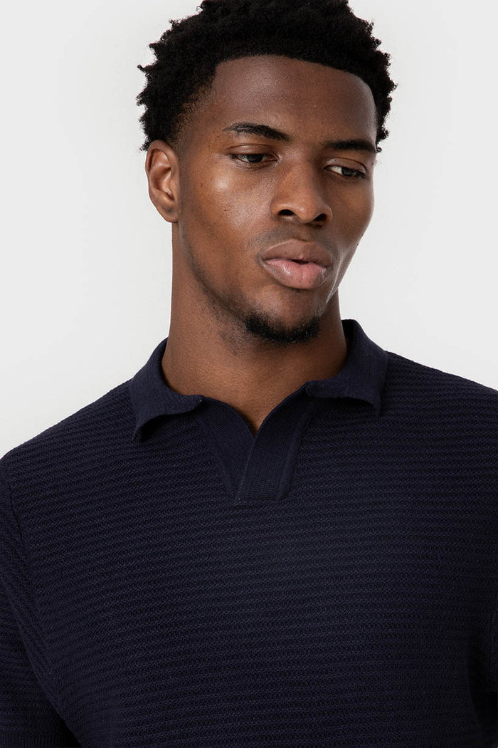 POLO TRICOT ESTRUCTURA MARINO