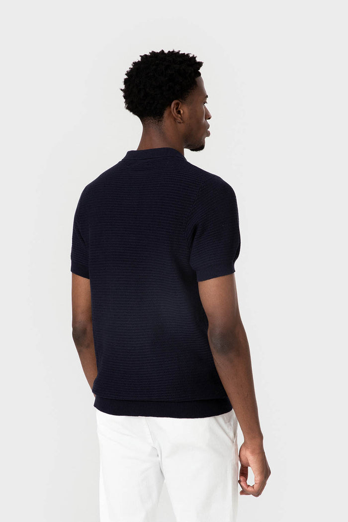 POLO TRICOT ESTRUCTURA MARINO