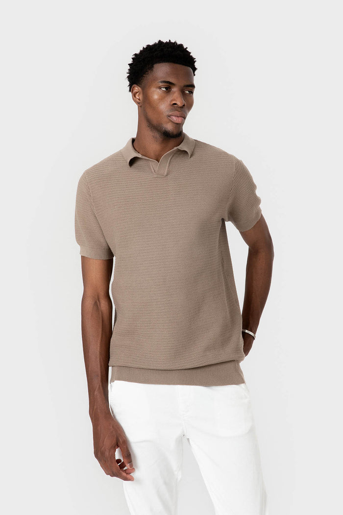 POLO TRICOT ESTRUCTURA BEIGE