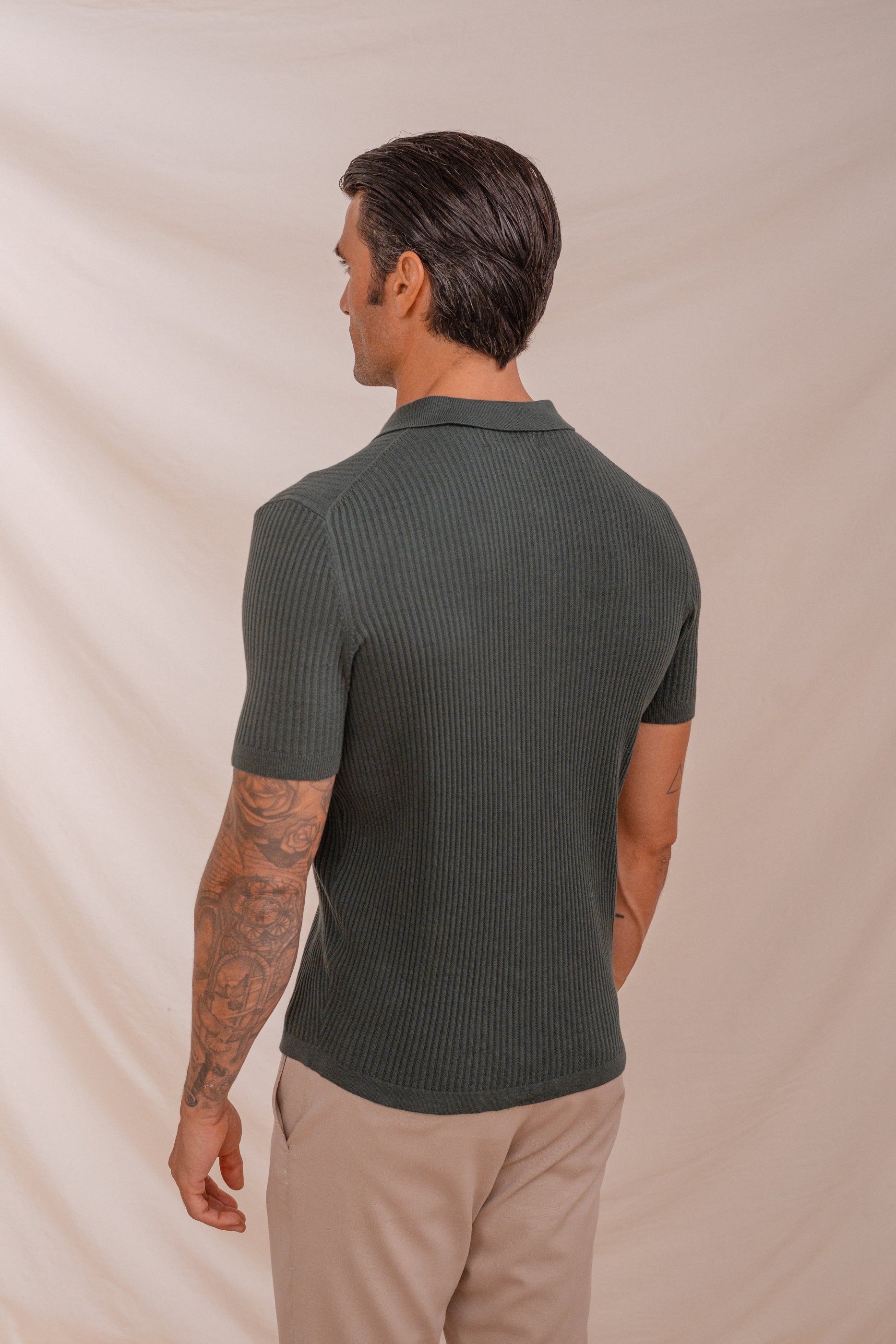 POLO TRICOT ESTRUCTURA RAYA VERDE