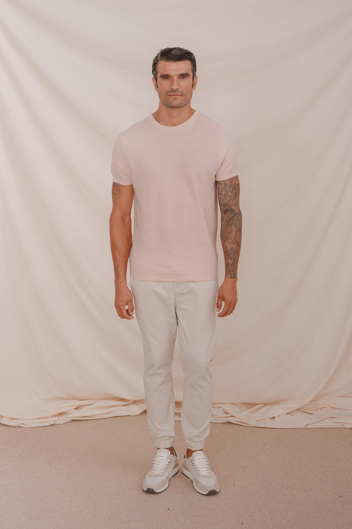 T-SHIRT STRICK STRUKTUR ROSA