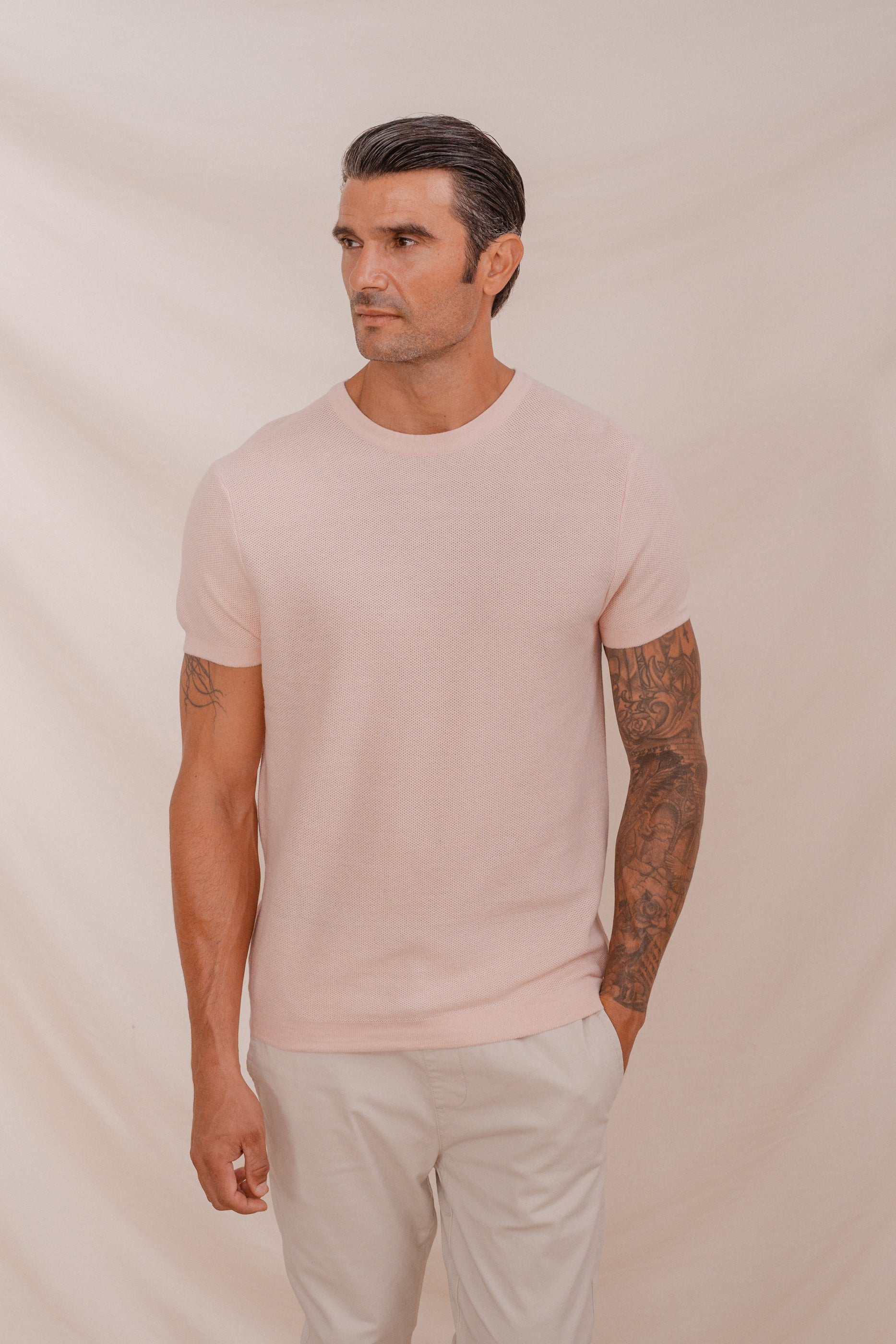 CAMISETA TRICOT ESTRUCTURA ROSA