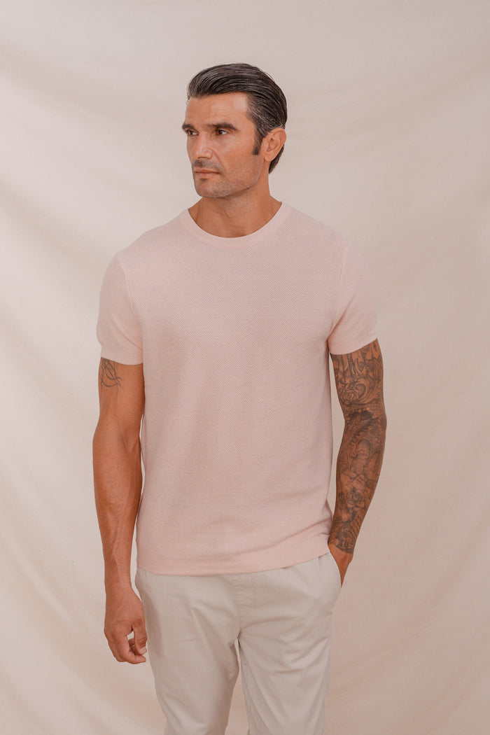T-SHIRT STRICK STRUKTUR ROSA