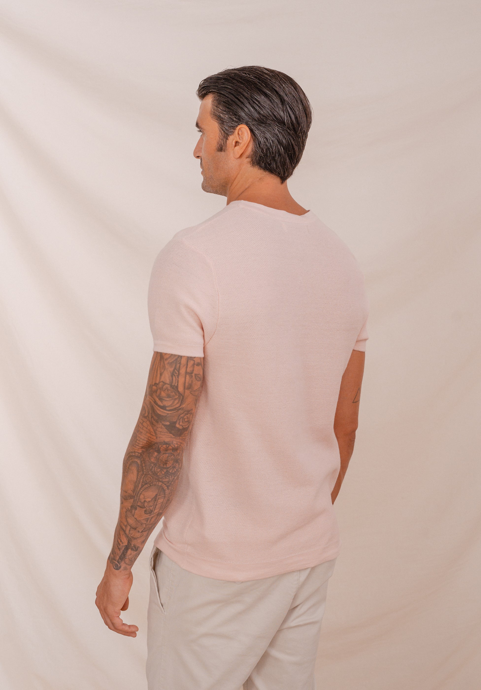 CAMISETA TRICOT ESTRUCTURA ROSA