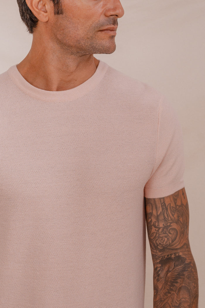 T-SHIRT STRICK STRUKTUR ROSA