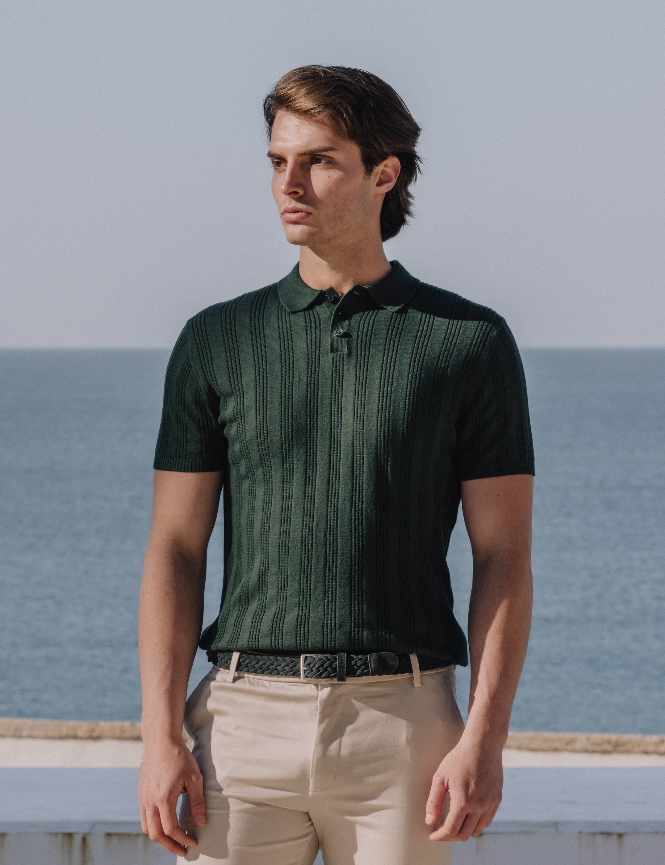 POLO TRICOT ESTRUCTURA VERDE