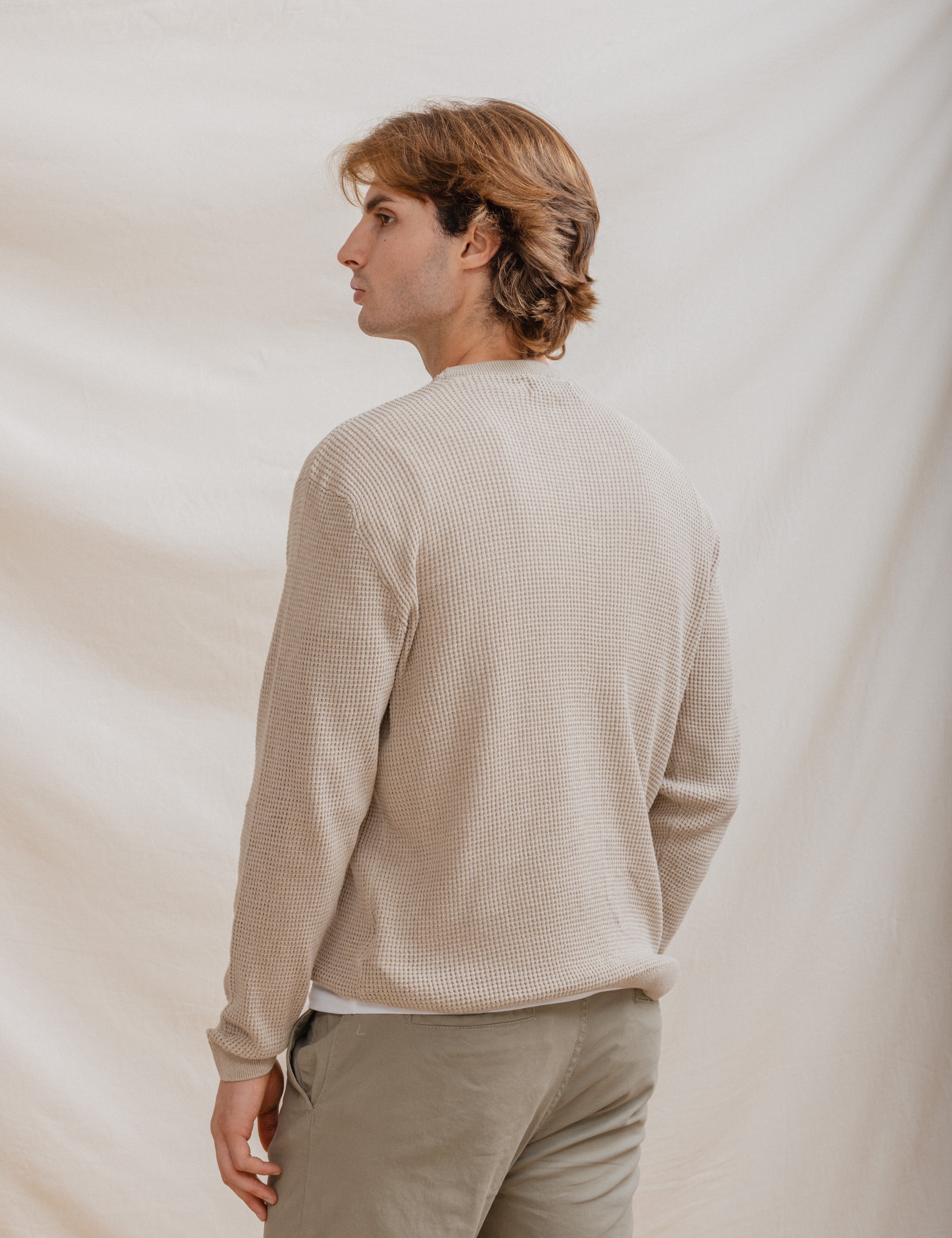JERSEY ESTRUCTURA CUADRILLÉ BEIGE