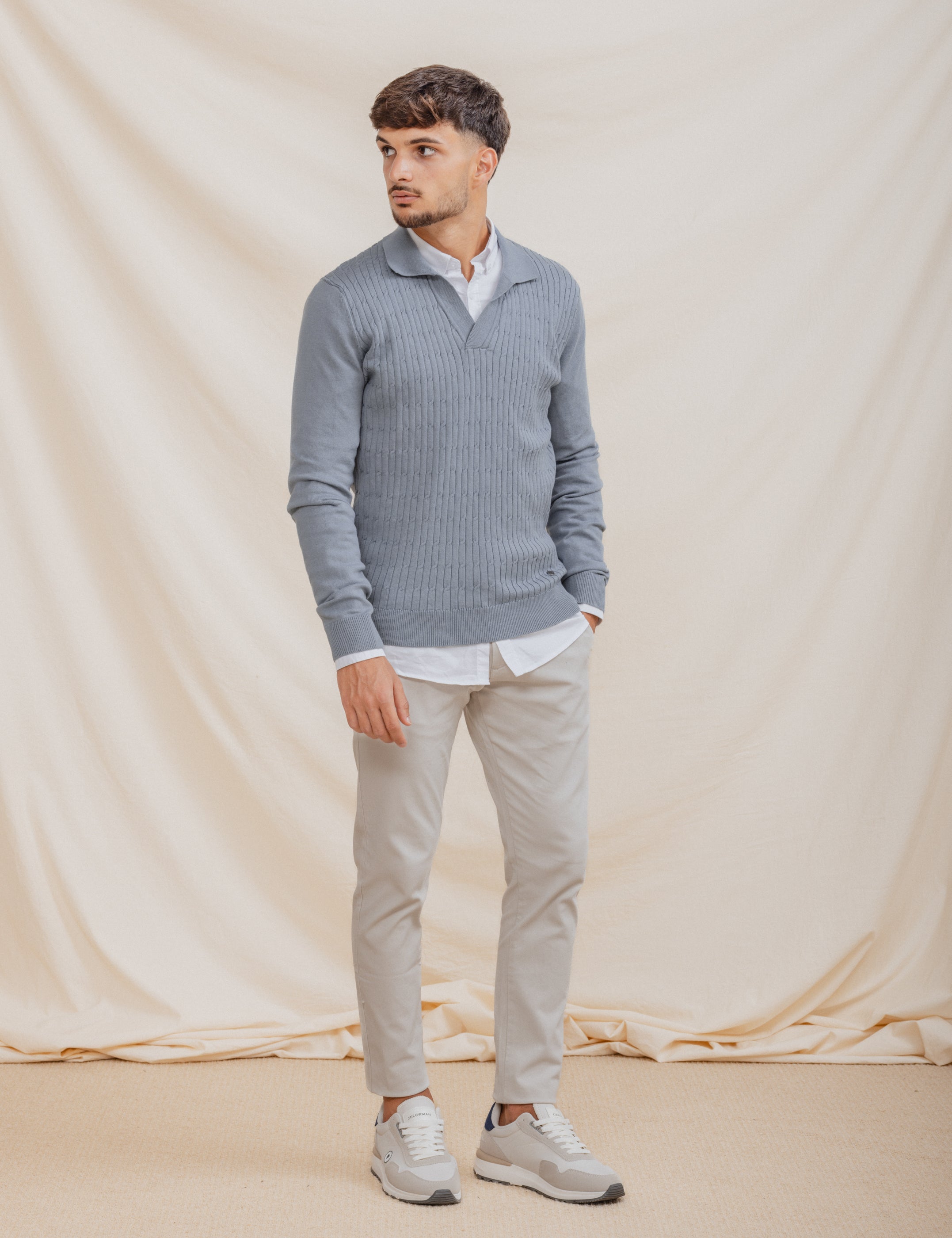 JERSEY POLO NUDOS CELESTE