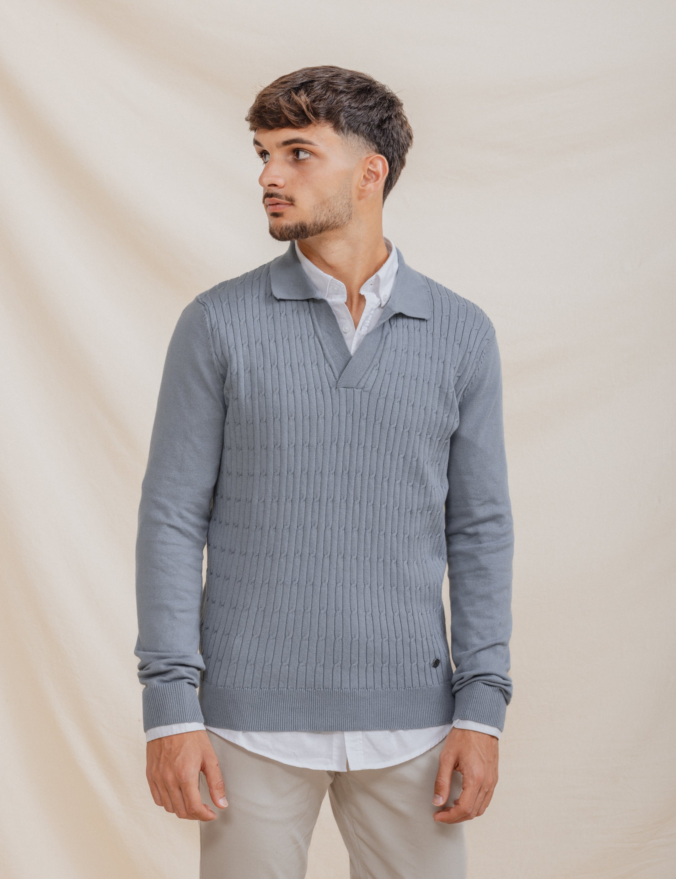 JERSEY POLO NUDOS CELESTE