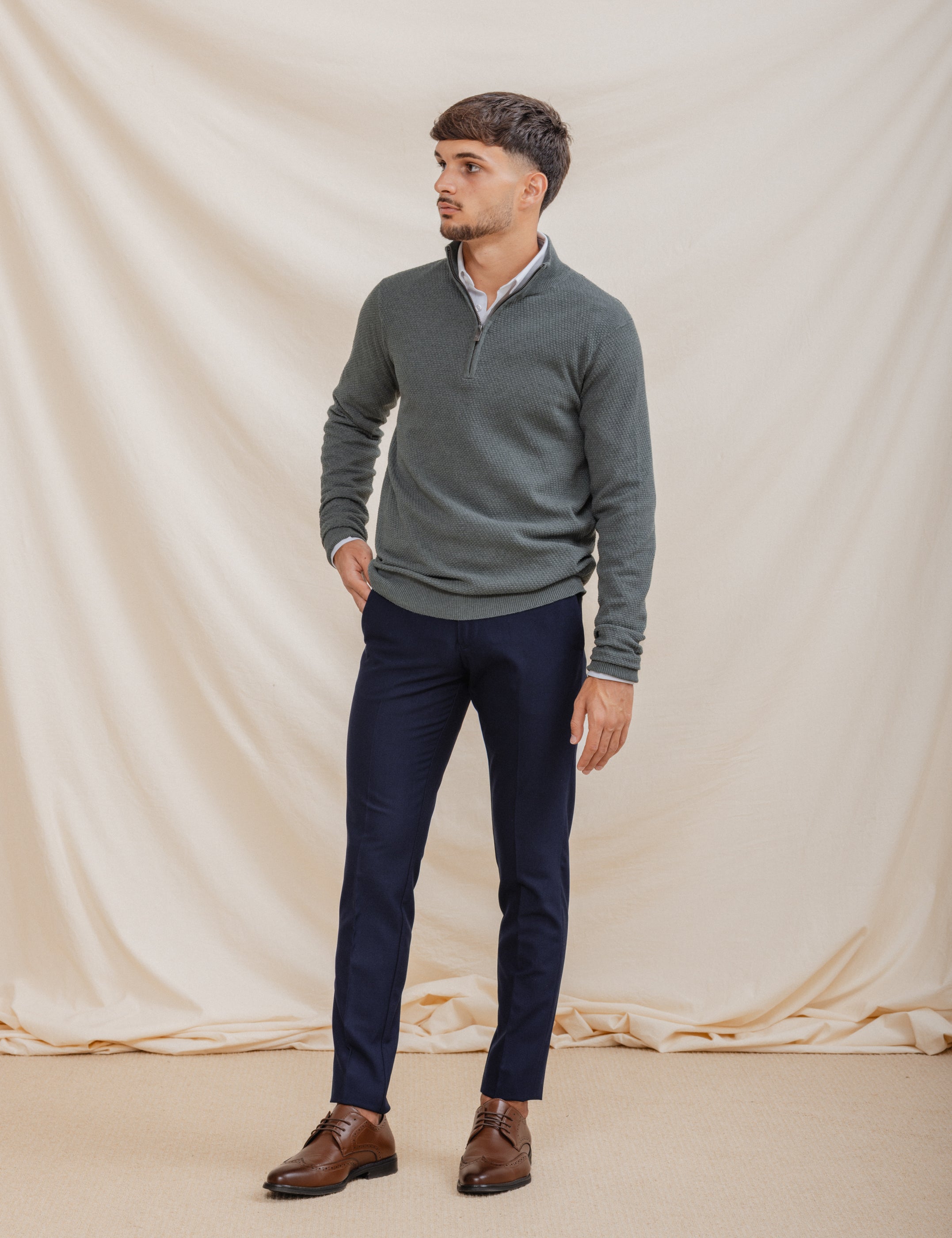 JERSEY CUELLO CHIMENEA CREMALLERA VERDE