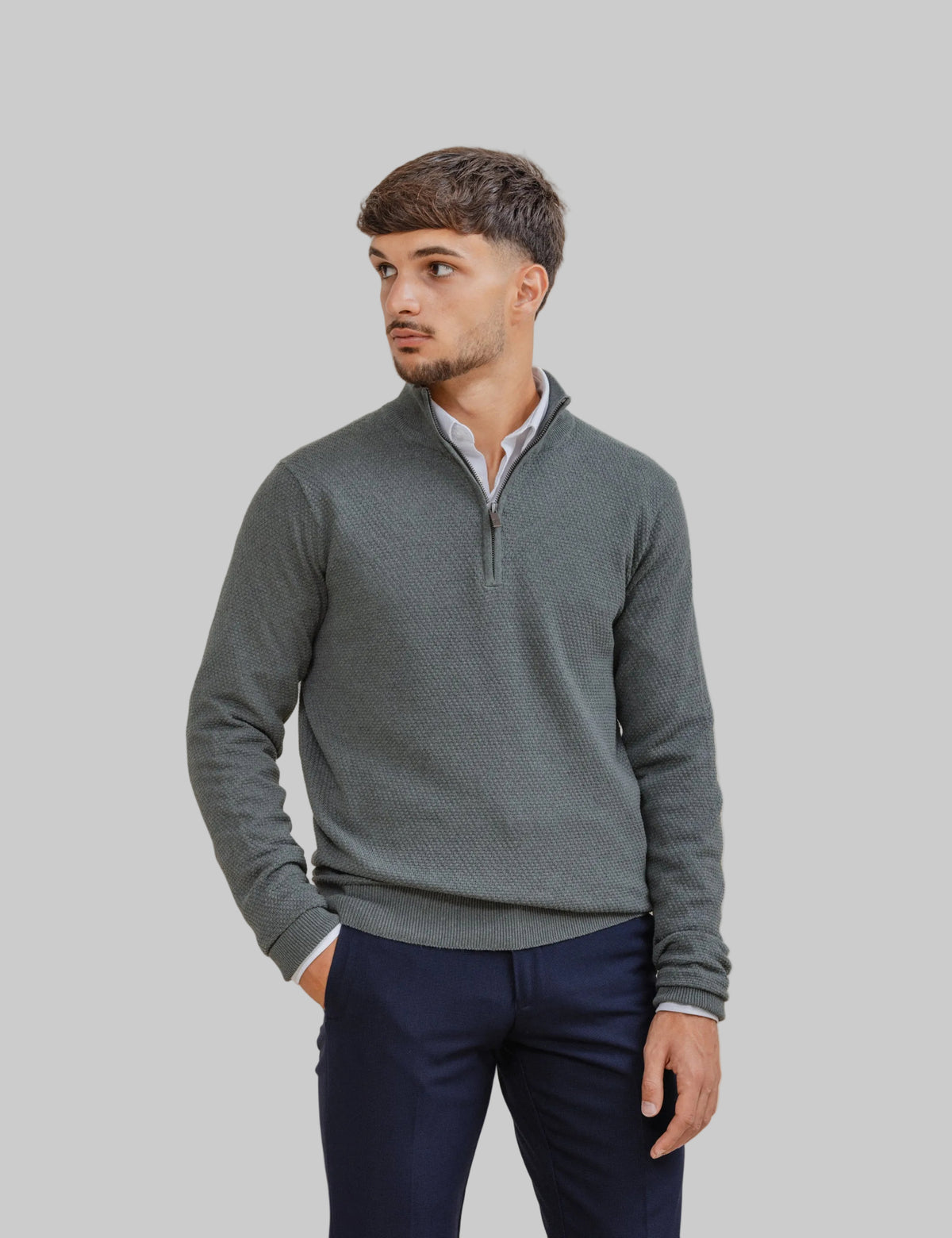 CAMISOLA GOLA CHIMENEA CREMALLERA VERDE
