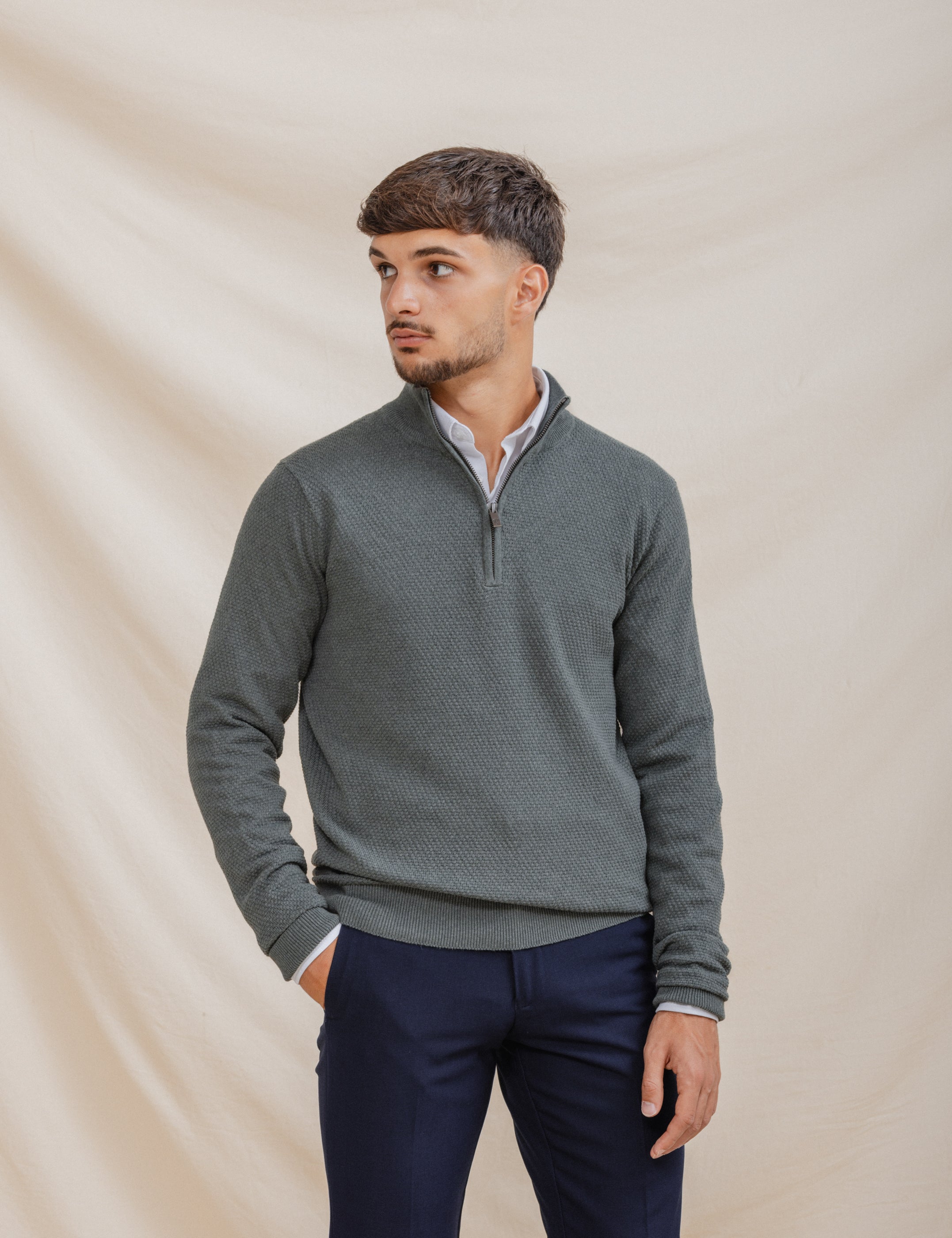 JERSEY CUELLO CHIMENEA CREMALLERA VERDE