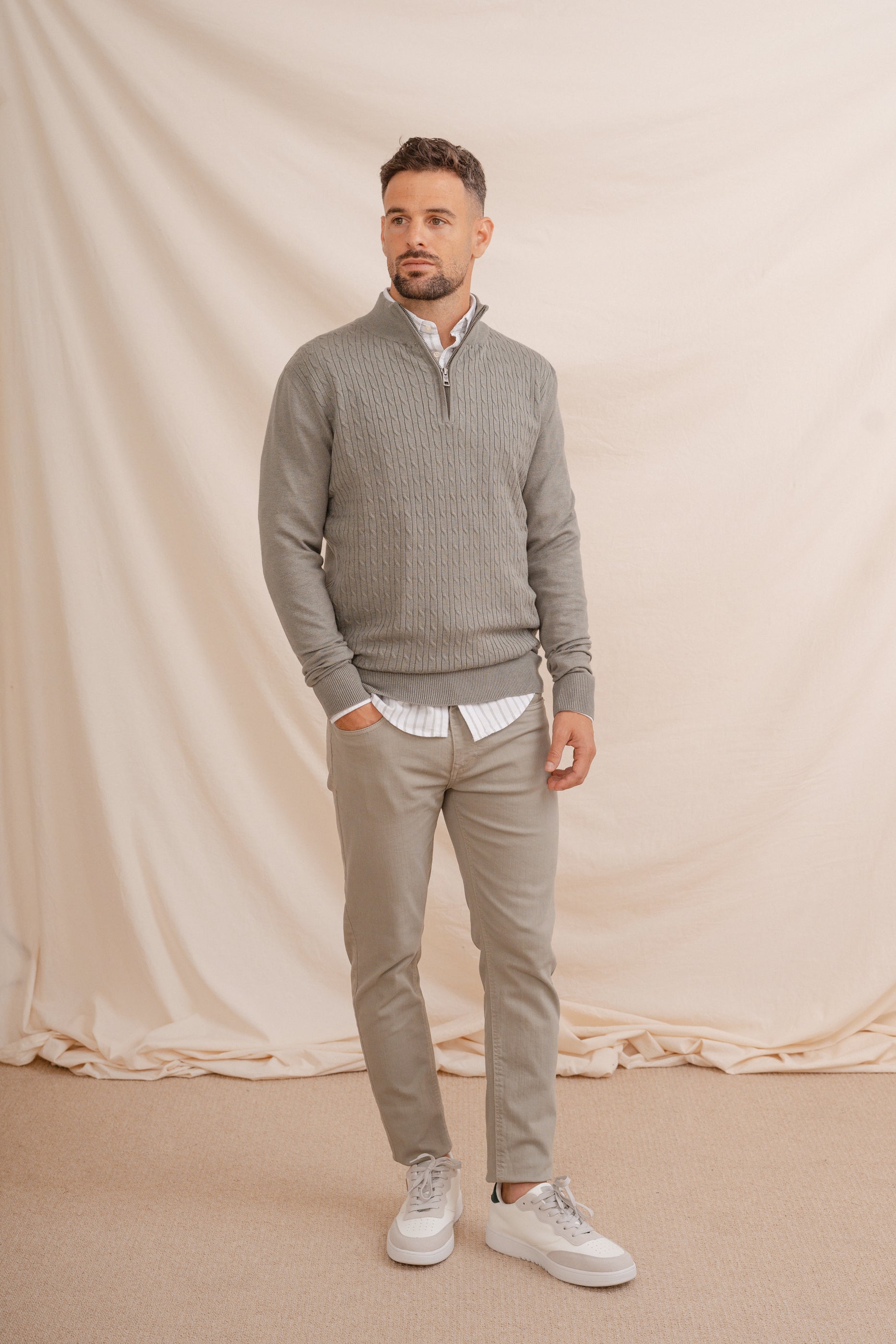JERSEY CREMALLERA NUDOS VERDE