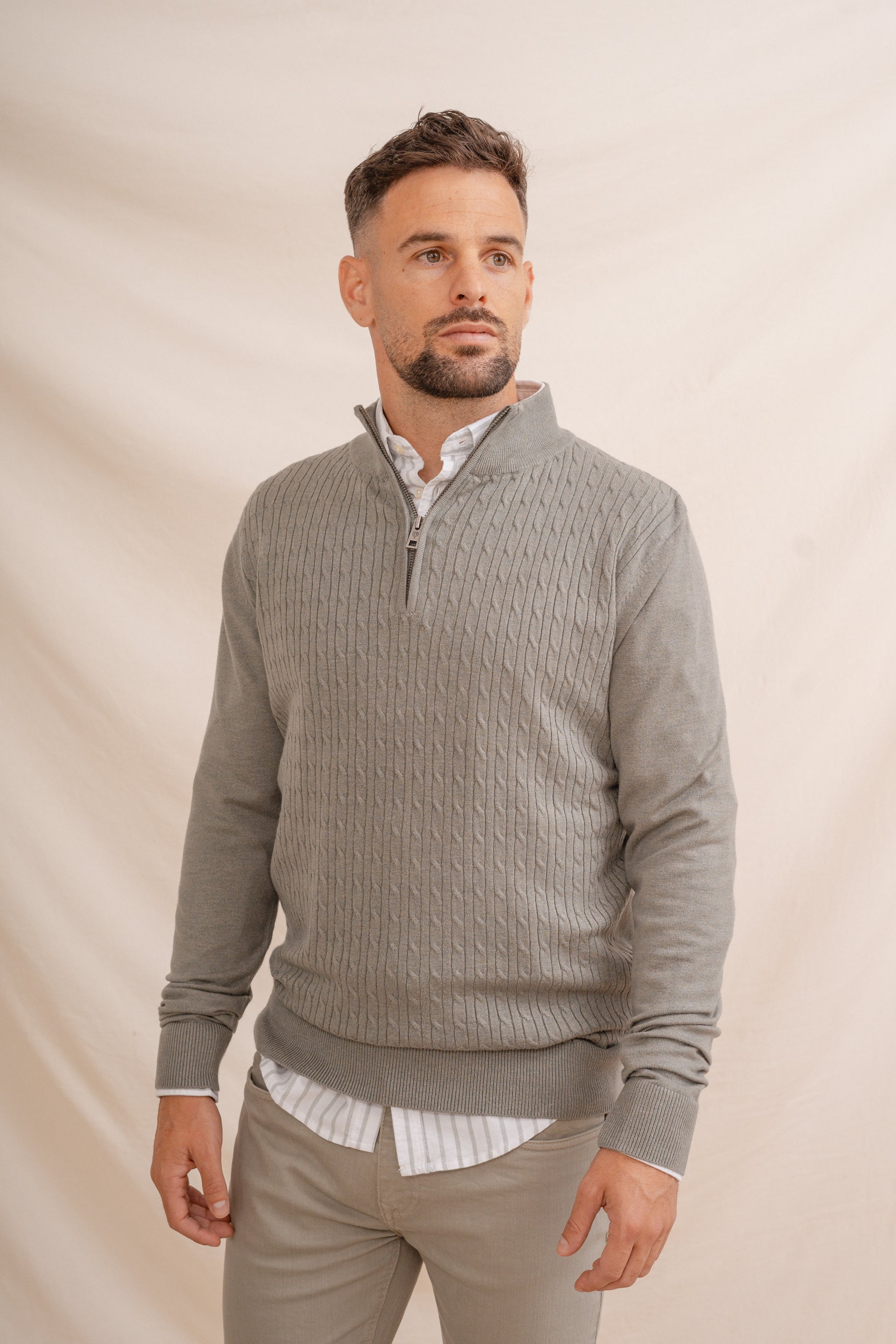 JERSEY CREMALLERA NUDOS VERDE