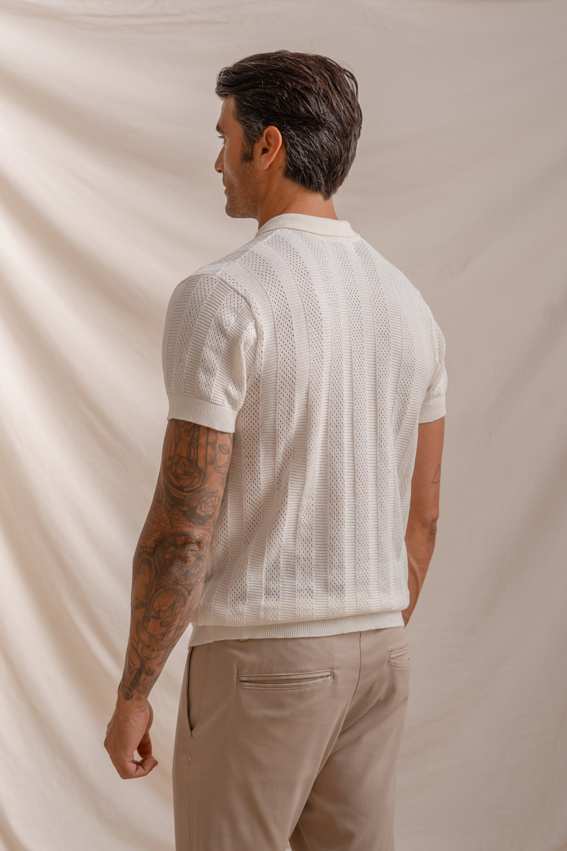 POLO TRICOT CANALÉ BLANCO