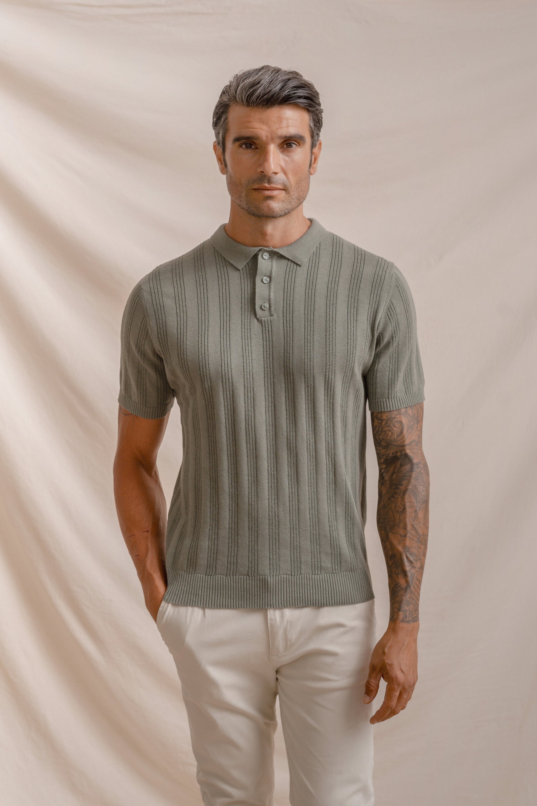 POLO TRICOT RAYA CALADA VERDE