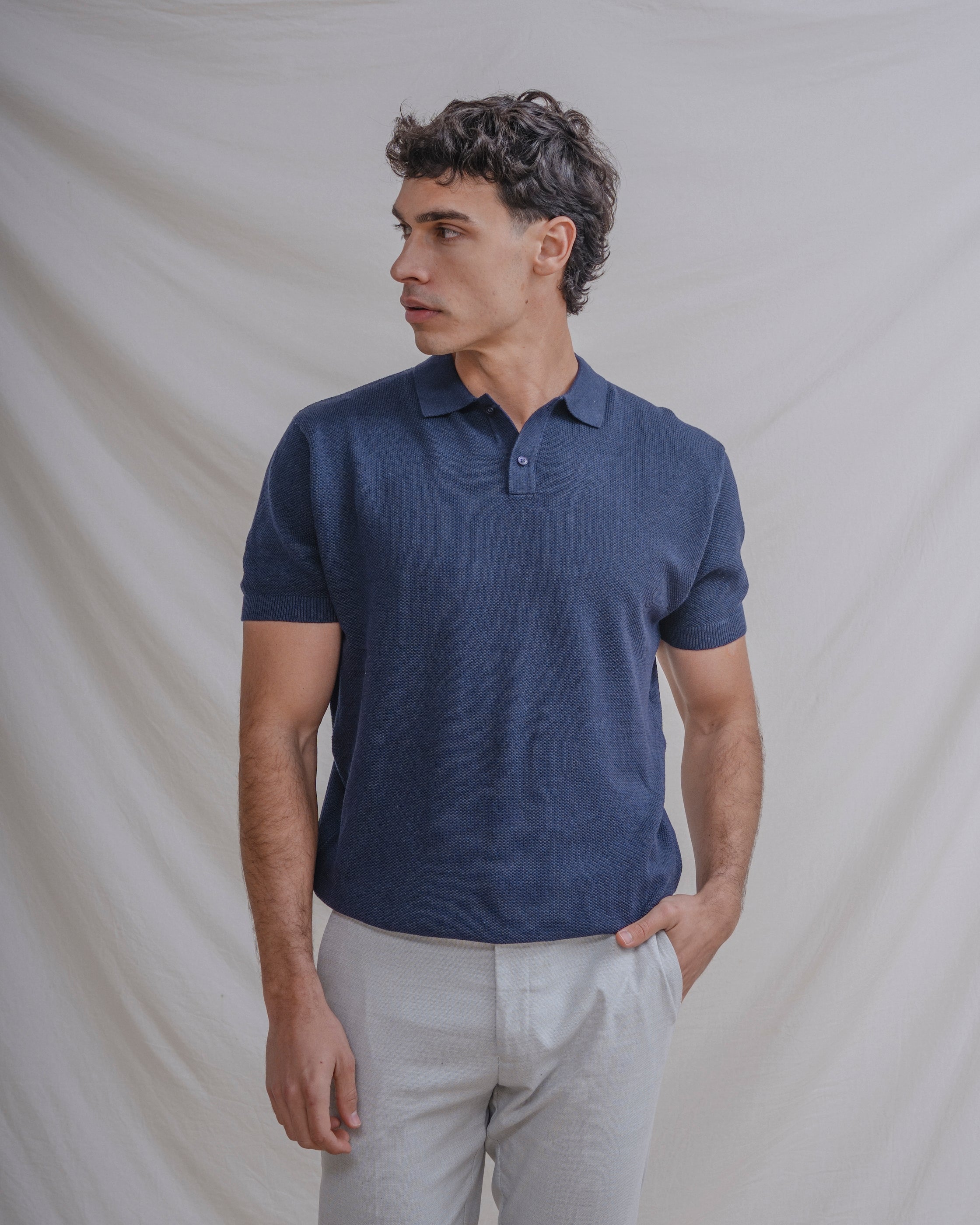 POLO PIQUÉ AZUL