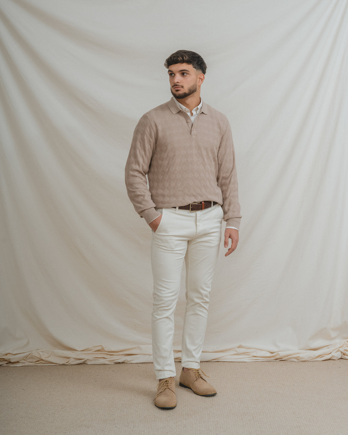 POLO ESTRUTURA MALHA BEGE