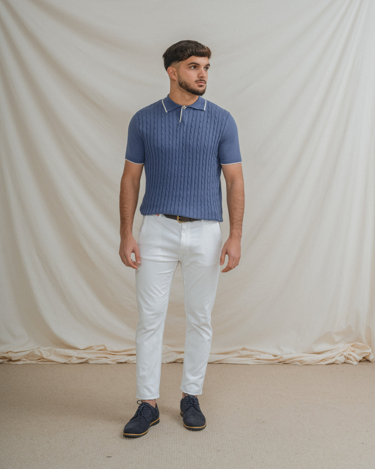 POLO MALHA NÓS AZUL CELESTE