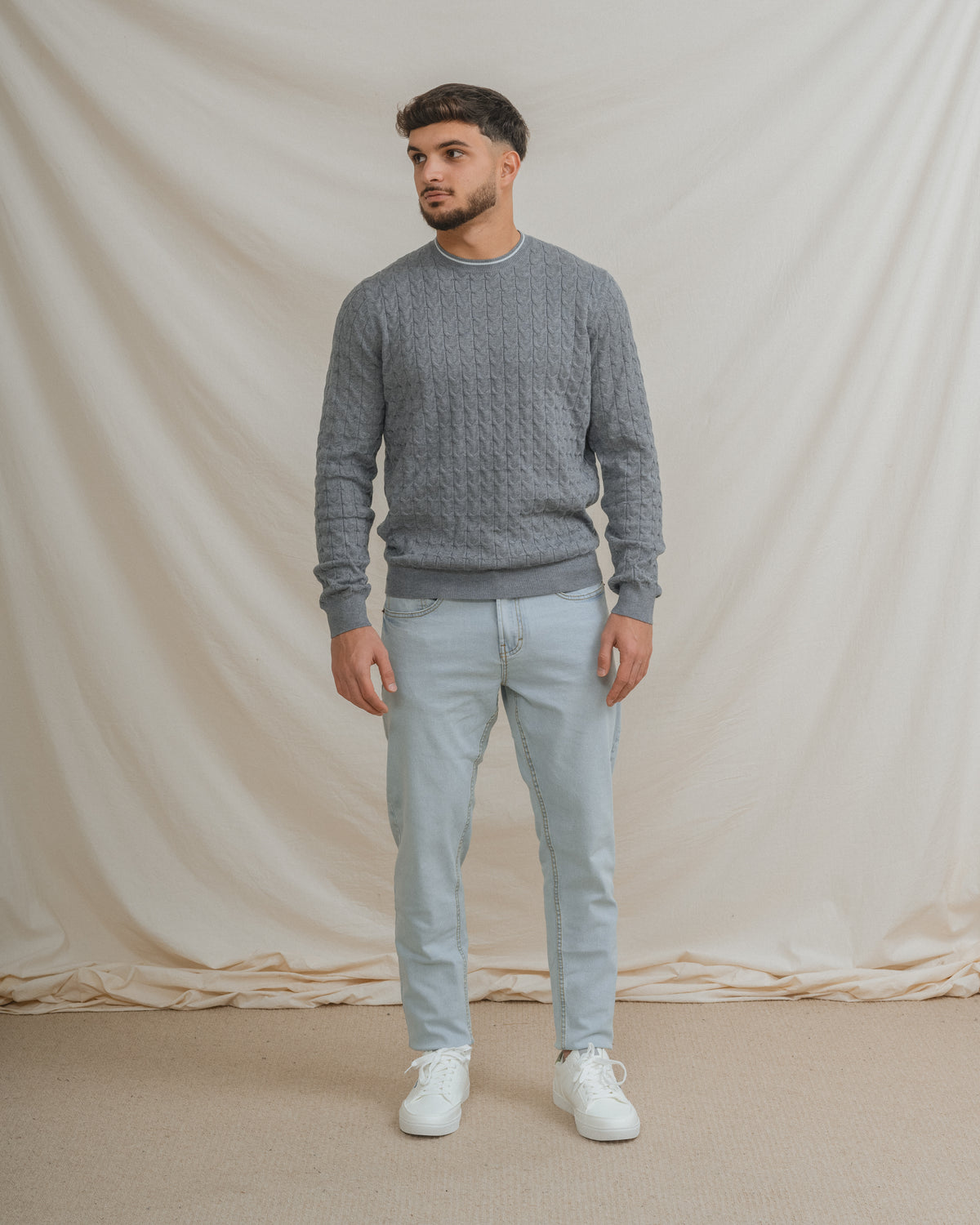 CAMISOLA DE MALHA AZUL-CELESTE