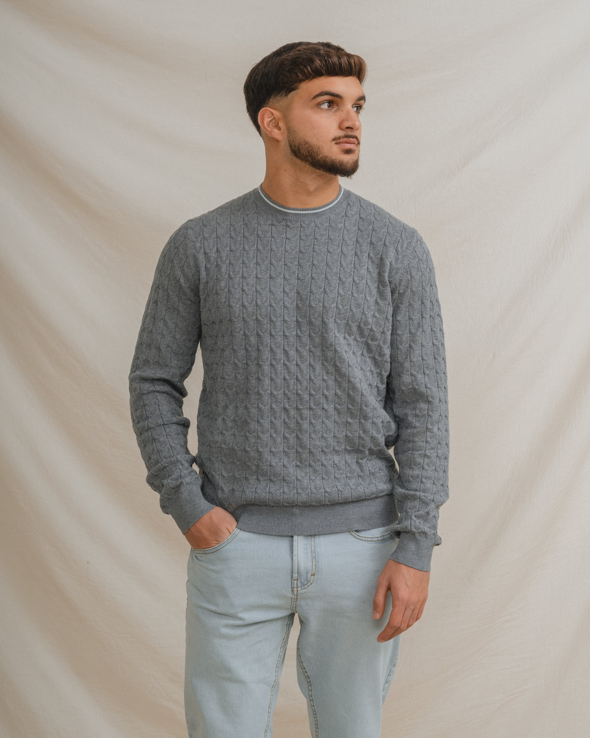 CAMISOLA DE MALHA AZUL-CELESTE