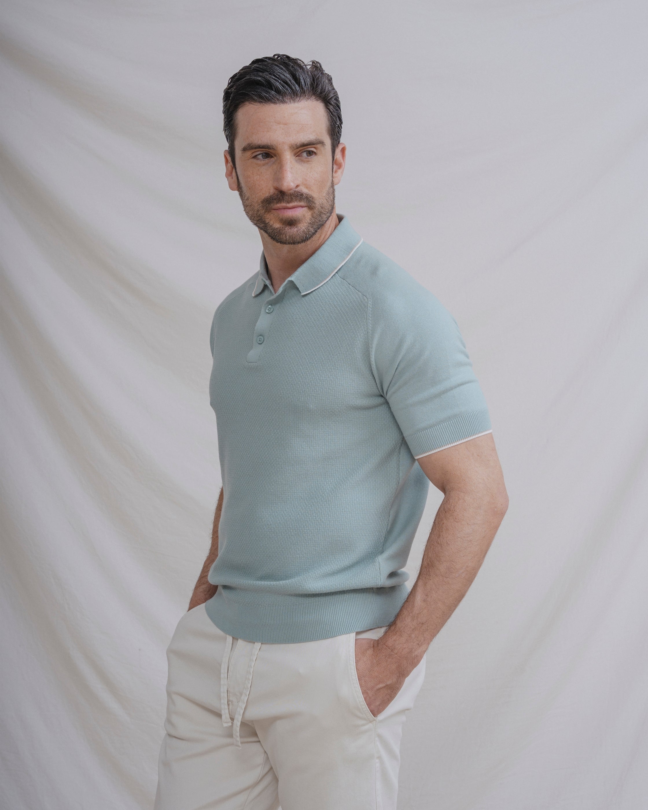 POLO TRICOT ESTRUCTURA VERDE
