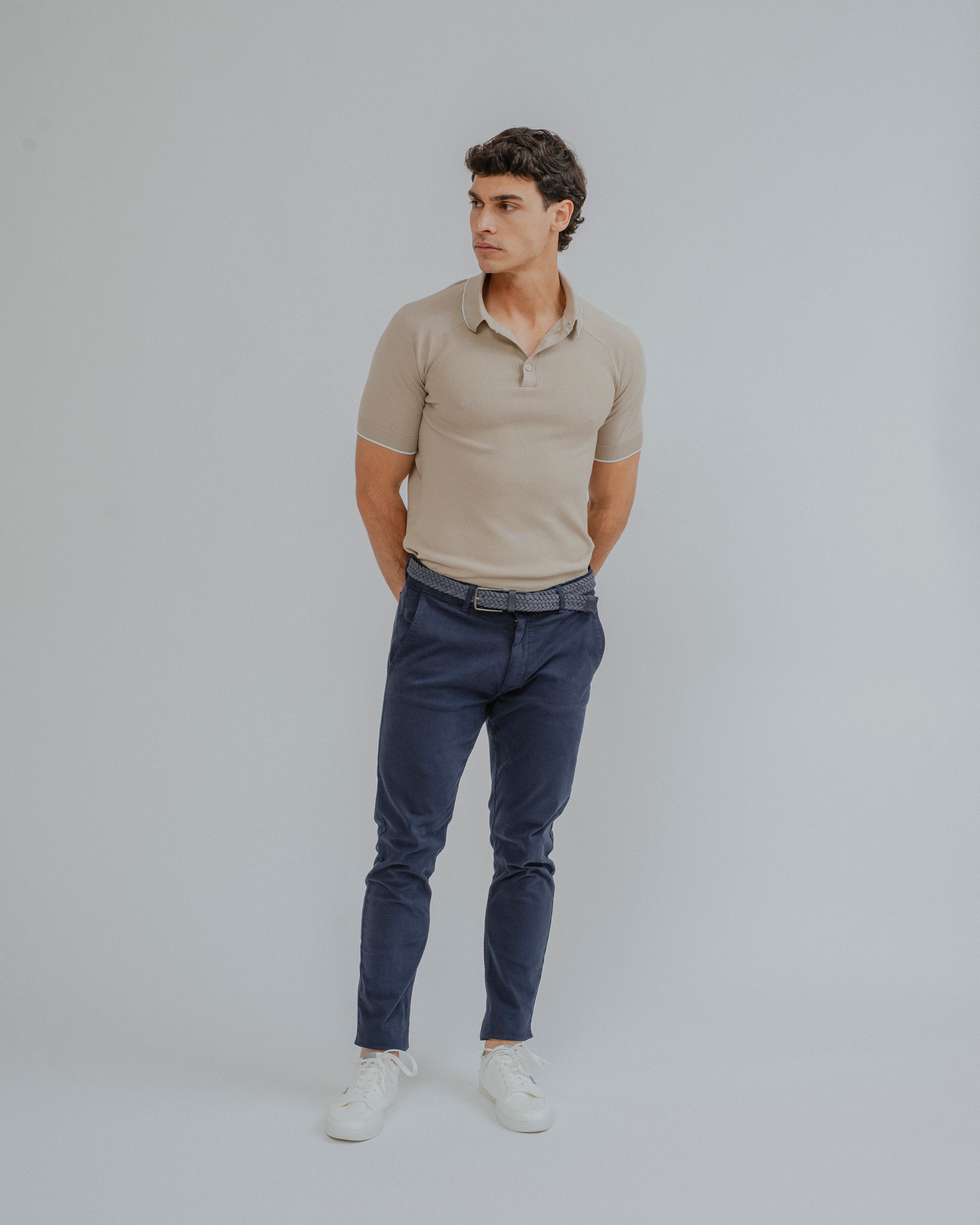 POLO TRICOT ESTRUCTURA BEIGE