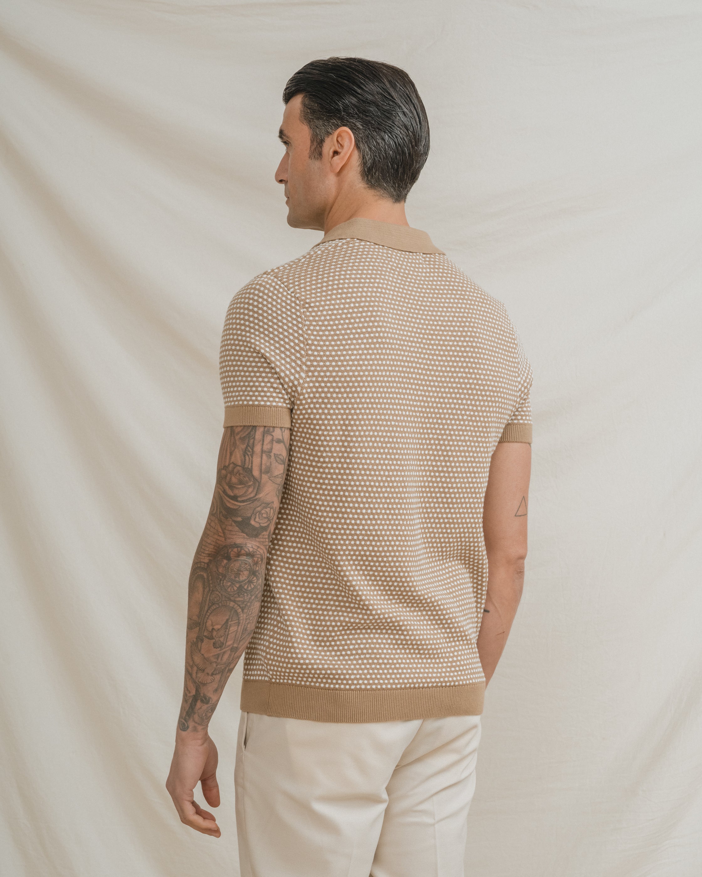 POLO TRICOT TOPOS BEIGE