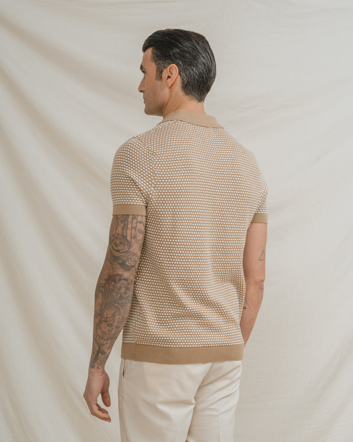 POLO TRICOT TOPOS BEIGE