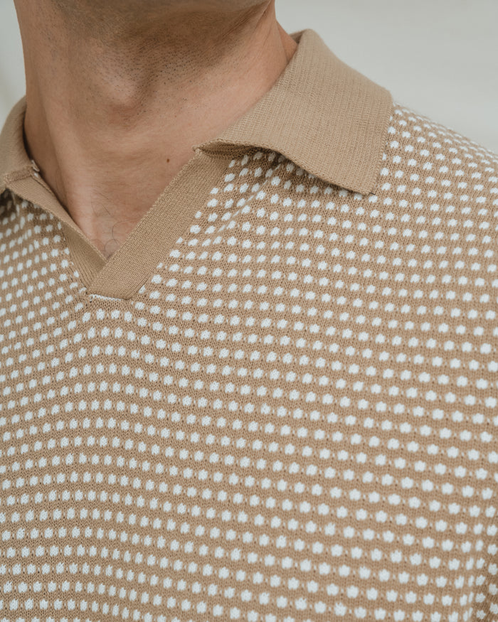 POLO TRICOT TOPOS BEIGE