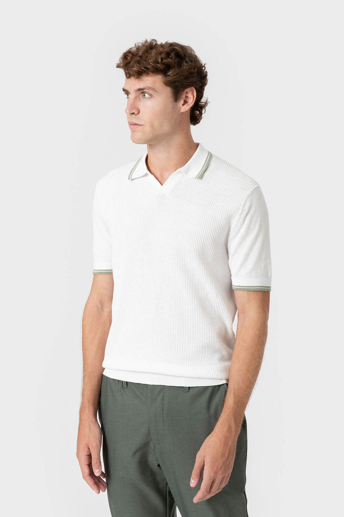 POLO TRICOT RAYA CUADRILLÉ BLANCO