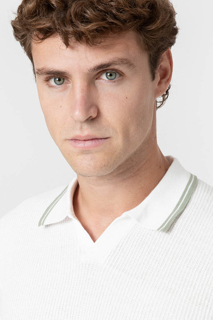 POLO TRICOT RAYA CUADRILLÉ BLANCO