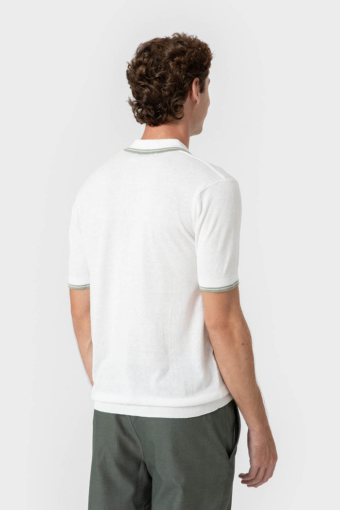 POLO TRICOT RAYA CUADRILLÉ BLANCO