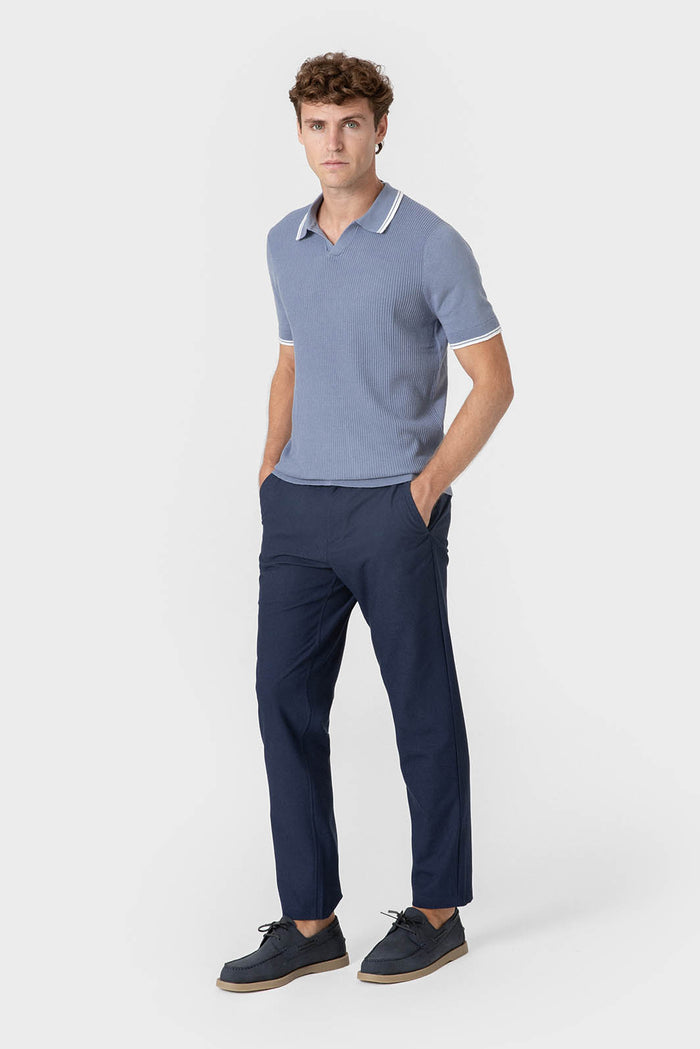 POLO TRICOT RAYA CUADRILLÉ CELESTE