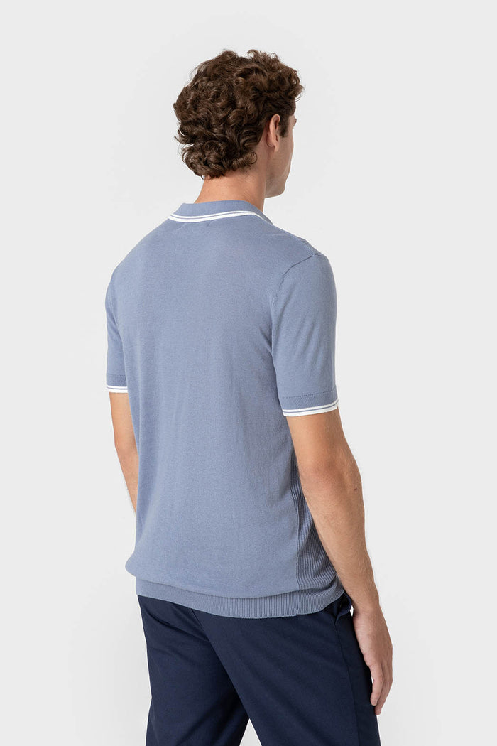 POLO TRICOT RAYA CUADRILLÉ CELESTE